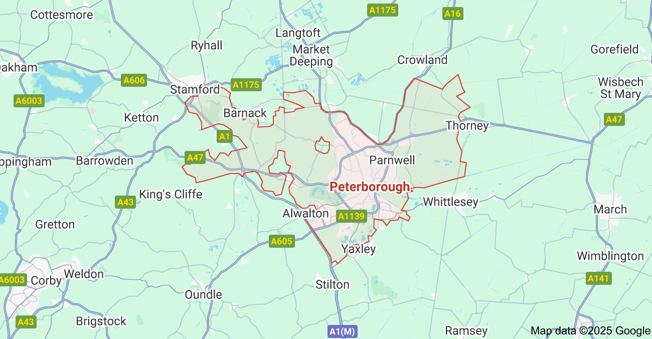 Map of our Towbar Fitting Peterborough