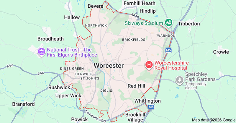 Map of our Towbar Fitting Worcester