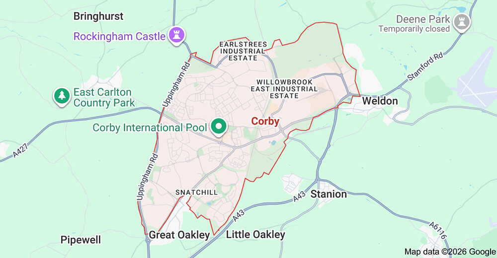Map of our Towbar Fitting Corby